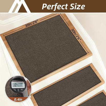 COSY HOMEER Stair Treads Non-Slip Carpet Stair Treads for Wooden Steps, Indoor Stair-Runner Rugs for Kids Elders & Pets 28"x9" (4Pc, Dark Gray)
