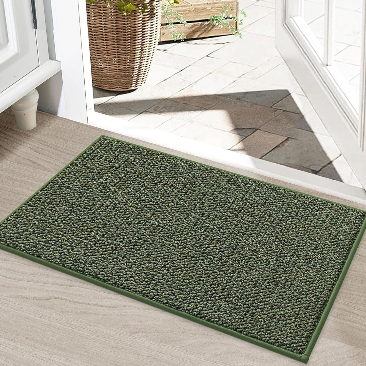 BEQHAUSE Dirt Trapper Door Mat 20" x 32", Non-Slip Washable Doormats Entrance Mat, Dirt Resistant and Absorbent Welcome Mat, Low Profile Floor Mats for Front Back Door and Entryway, Beige