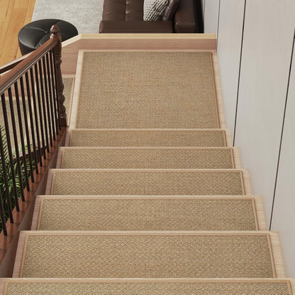 YDKGL Stair Treads Non Slip for Wooden Steps Indoor 15 Pack, Reusable Peel and Stick Adhesive Stair Treads Runner Rugs, Stair Carpet Floor Mats for Elders Pets, Easy to Install, Brown 8" x 30"