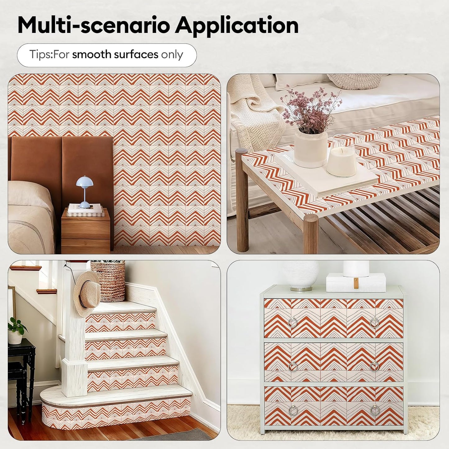 17"x118" Peel and Stick Wallpaper for Renter Friendly, Removable Wallpaper Peel and Stick, Self-Adhesive Textured Contact Paper for Walls, Cabinets, Countertops(Geometric Clay)
