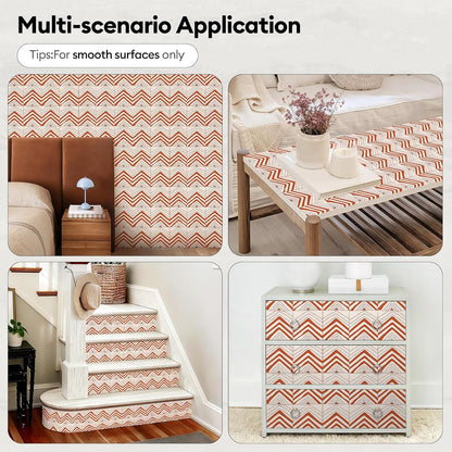 17"x118" Peel and Stick Wallpaper for Renter Friendly, Removable Wallpaper Peel and Stick, Self-Adhesive Textured Contact Paper for Walls, Cabinets, Countertops(Geometric Clay)