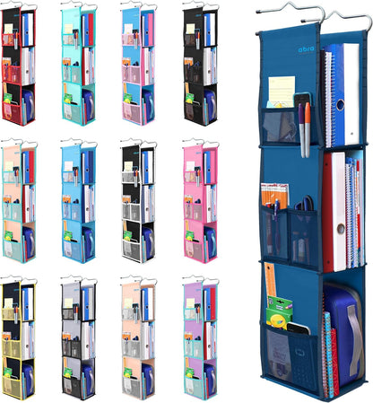 ABRA® 3 Shelf Hanging Locker Organizer for School, Gym, Work, Storage | Deep Shelves 6”x 9”| Eco-Friendly Fabric Healthy for Children | Adjustable School Locker Shelf 3 to 2 Shelves (Pink)