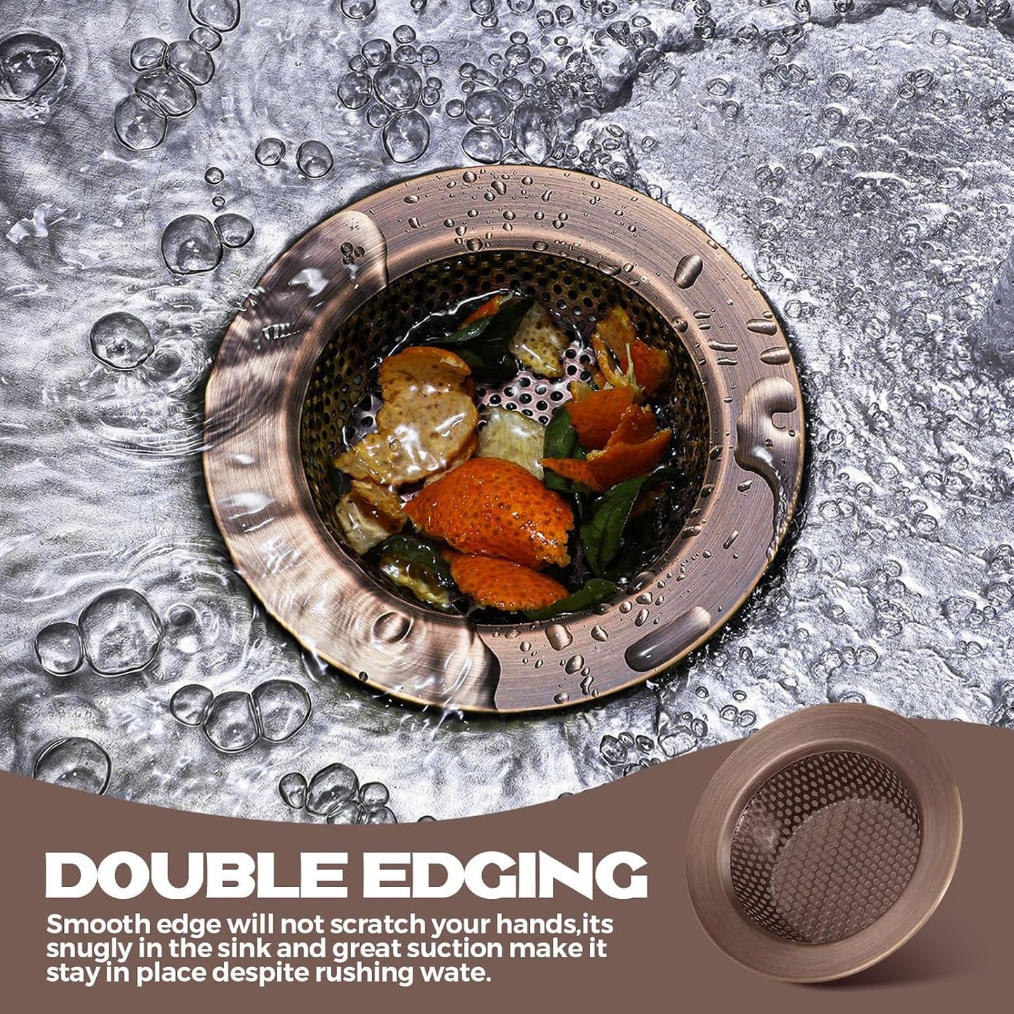 Retisee 2 Pcs Sink Strainer Stainless Steel Kitchen Sink Drain Strainer Basket Cover Mesh Hair Food Catcher, Large Wide Rim of 4.4 Diameter(Brushed Silver)