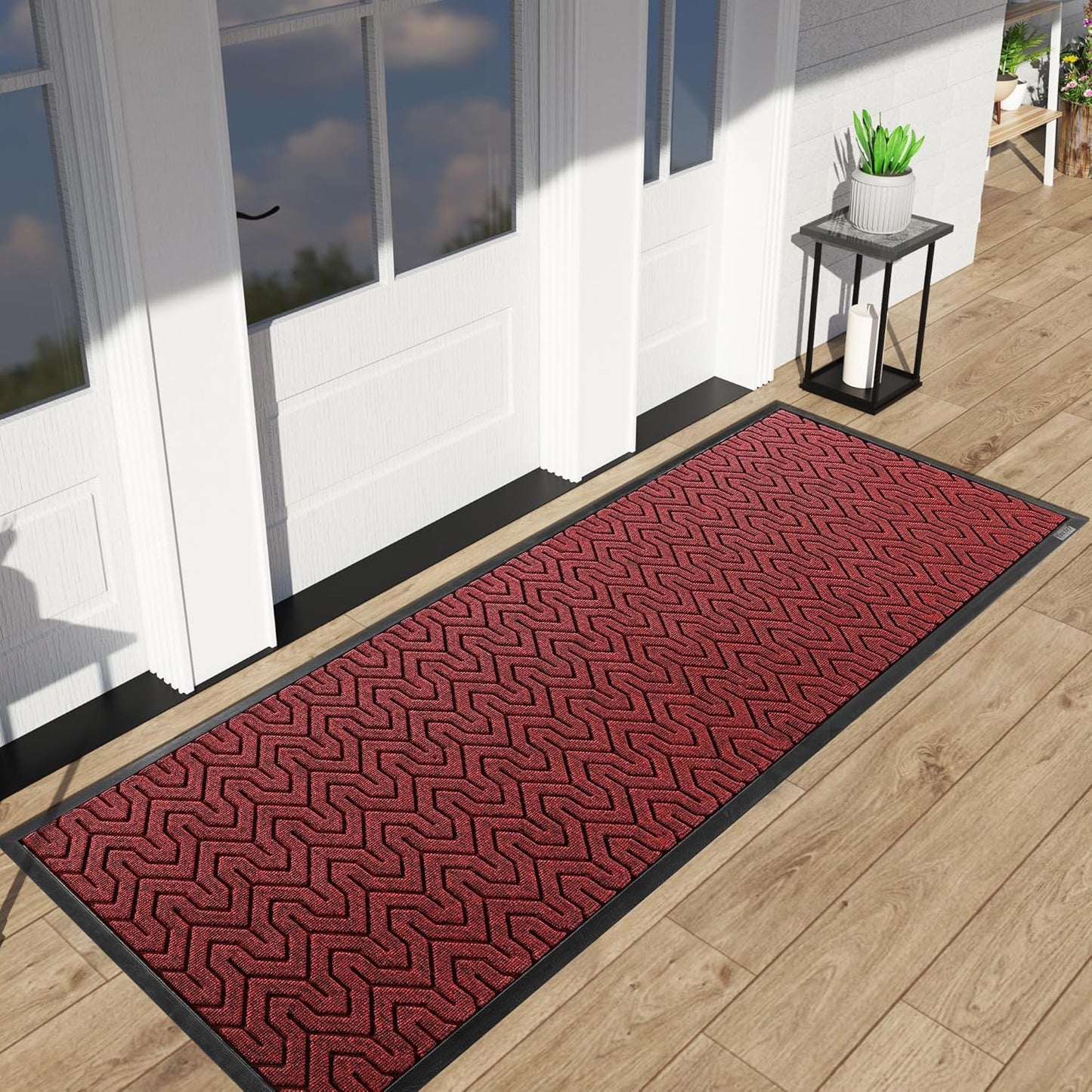 Yimobra Front Door Mat Outside Entrance 29.5x17, Waterproof Heavy Duty Outdoor Mats for Front Door, Non Slip Rubber Entry Mat for Garage Patio Indoor, Grey