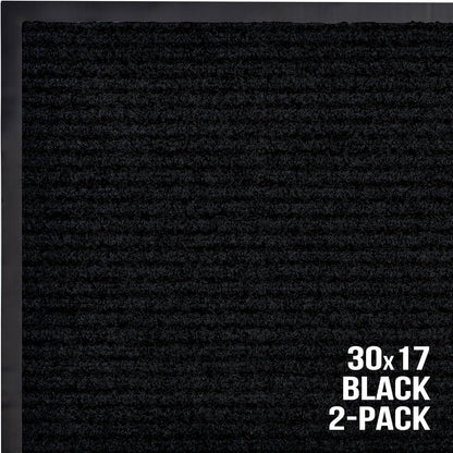 Sierra Concepts Front Door Mat Welcome Floor Mats - Entryway Indoor Outdoor Entrance Doormat, Patio, Porch, Muddy Shoe, Inside Outside Low Profile, 30x17 inches, 2-Pack Gray