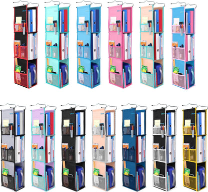 ABRA® 3 Shelf Hanging Locker Organizer for School, Gym, Work, Storage | Deep Shelves 6”x 9”| Eco-Friendly Fabric Healthy for Children | Adjustable School Locker Shelf 3 to 2 Shelves (Pink)