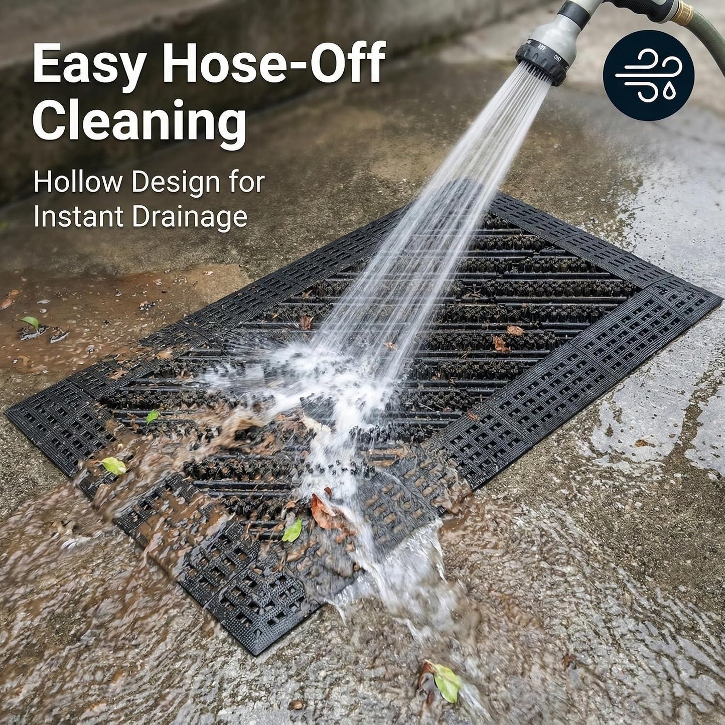 Heavy Duty Outdoor Boot Scraper Mat, 29.5" x 17.5" | Mud & Snow Doormat with Stiff Nylon Bristles, Modular Interlocking Shoe Cleaner for Garden 1.37" Thick