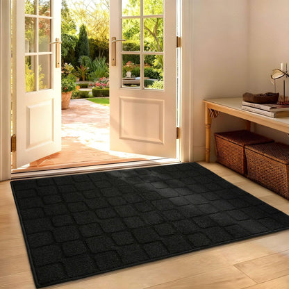 Front Door Mat Outside Entrance, Outdoor Indoor Door Mats for Entryway, Entrance, Entry, Patio, Waterproof Non Slip Doormat, Low-Profile, 20" × 31.5“, Black