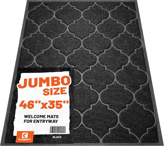 Cosyearn Door Mat, Front Door Mat, 46x35, Welcome Mats for Entryway,Garage,High Traffic Areas, Jumbo Size, Doormat Entrance, Waterproof Mat, Easy Clean, Outdoor Indoor Floor Mat,Non Slip (Brown)