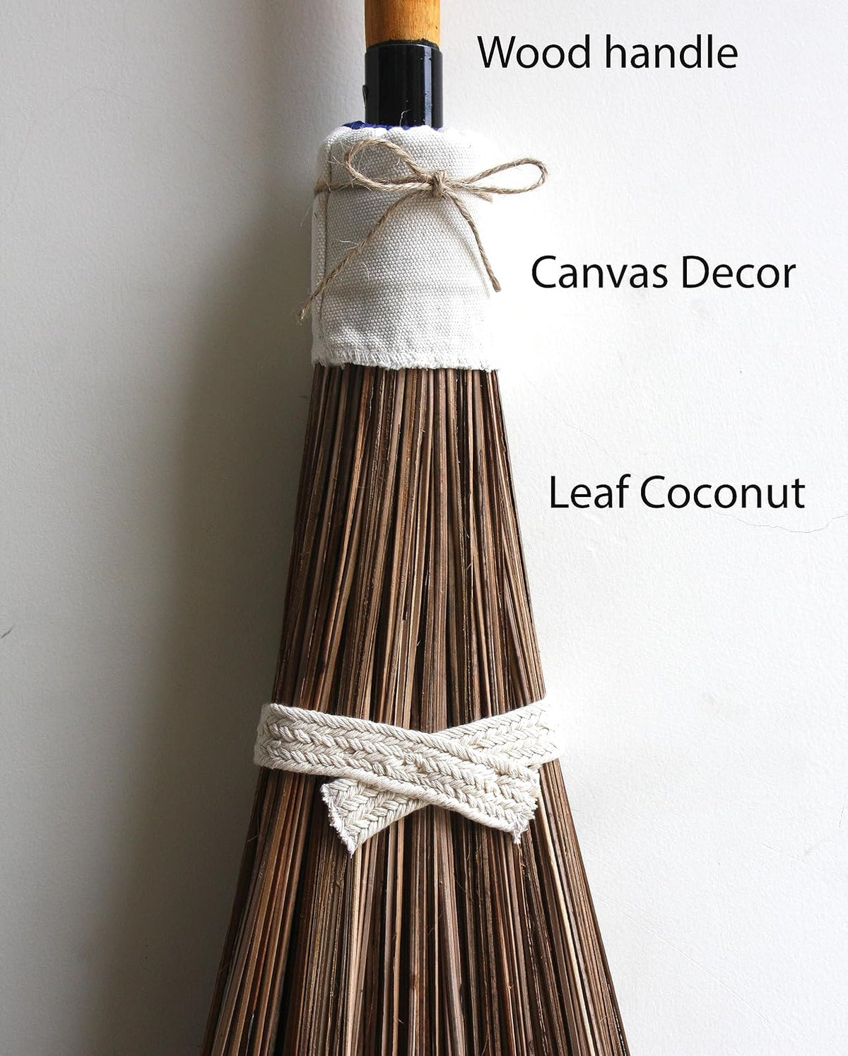 Coconut Broom - 55 Inches Length, Heavy Duty Broom for Sweeping Patio, Garden, House, Garage and Other Outdoor Spaces.