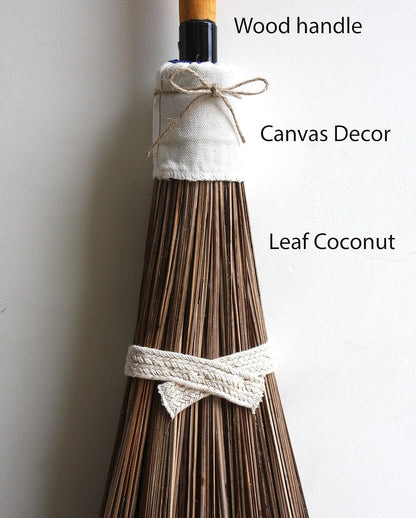 Coconut Broom - 55 Inches Length, Heavy Duty Broom for Sweeping Patio, Garden, House, Garage and Other Outdoor Spaces.