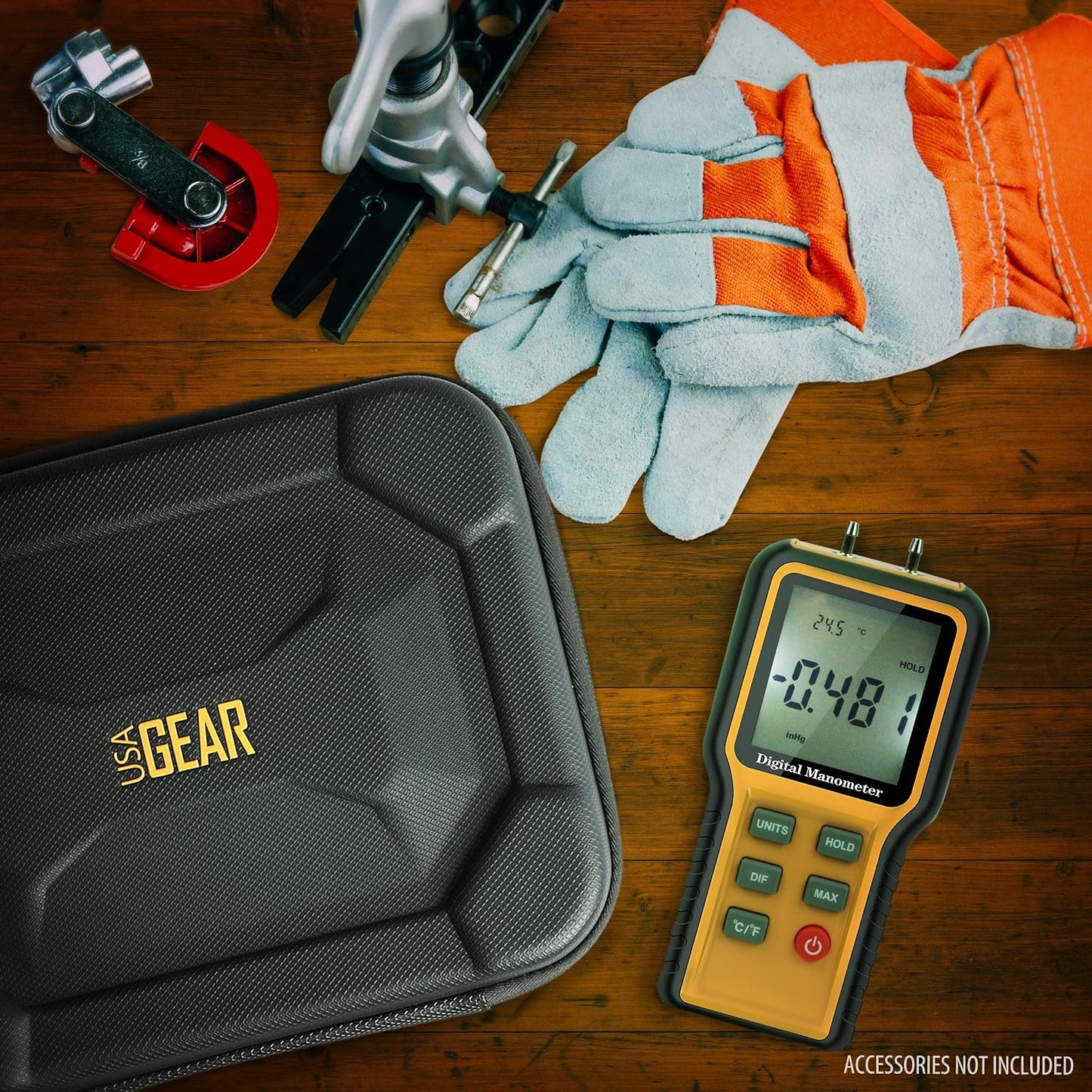 USA Gear Manometer Case with Customizable Foam Interior Fits Leaton Air Pressure Meter, Klein ET180, Batteries, Cables & more Manometer Accessories - Semi Rigid Case with Water Resistant Exterior
