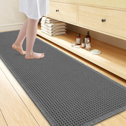 Smiry Waffle Bath Mat 30x20, Extra Soft Absorbent Bathroom Rugs, Non Slip Machine Washable Quick Dry Bath Rugs for Bathroom Floor, Tub, Shower, Home Decor Accessories, Brown