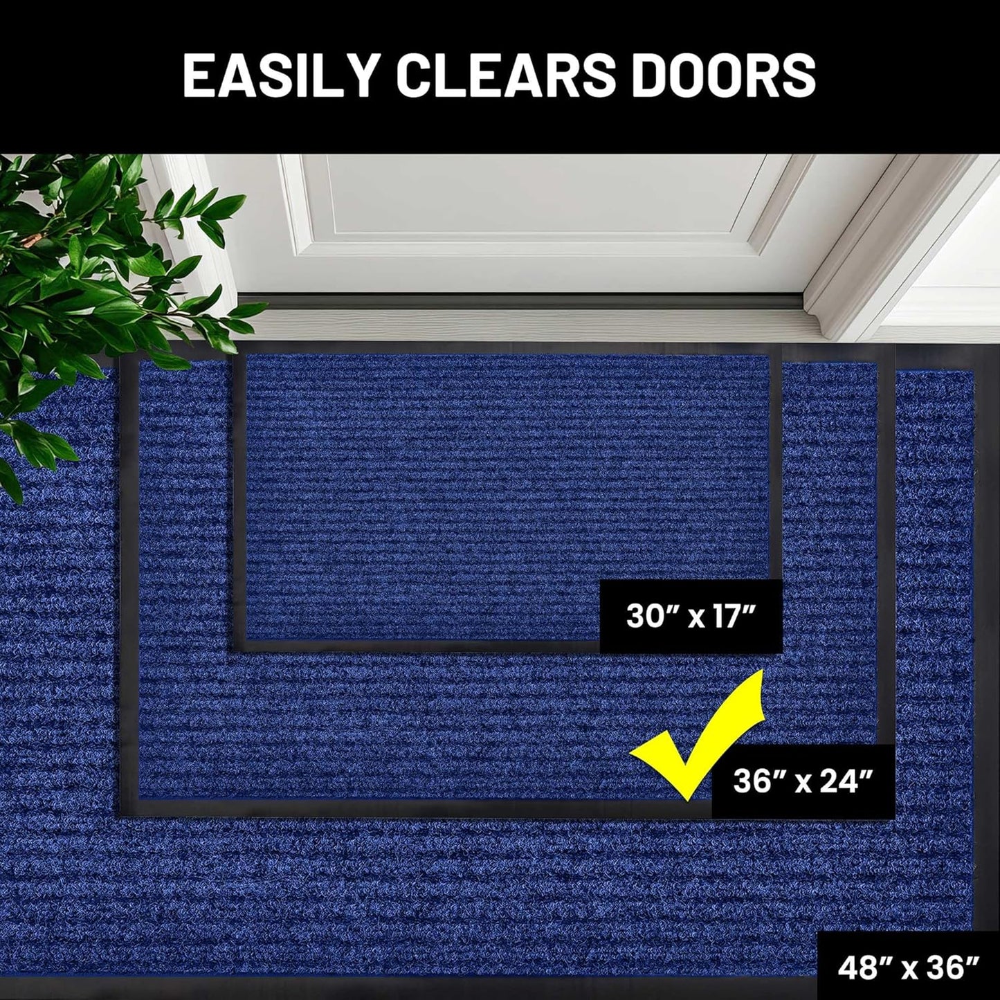 Sierra Concepts Front Door Mat Welcome Floor Mats - Entryway Indoor Outdoor Entrance Doormat, Patio, Porch, Muddy Shoe, Inside Outside Low Profile, 30x17 inches, 2-Pack Gray