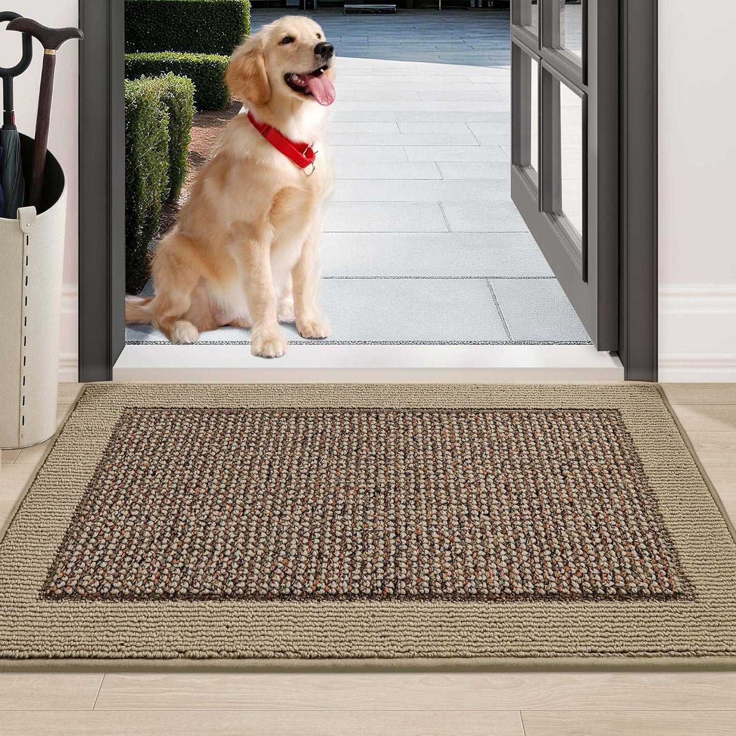BEQHAUSE Indoor Door Mat 20" x 32", Dirt Trapper Door Mats Non-Slip Entryway Rugs Washable, Resist Dirt Absorbent Welcome Mat, Low Profile Floor Mats for Front Back Door and Entryway, Taupe