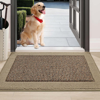 BEQHAUSE Indoor Door Mat 20" x 32", Dirt Trapper Door Mats Non-Slip Entryway Rugs Washable, Resist Dirt Absorbent Welcome Mat, Low Profile Floor Mats for Front Back Door and Entryway, Taupe