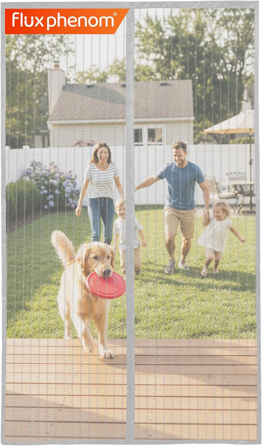 Flux Phenom Magnetic Screen Door - Bugs Out, Breeze in - 9min Install Auto-Sealing Heavy Duty Double Stitched Mesh, 52 Magnets, Hands Free Sliding & Patio Doors Net, Pet & Kid Friendly, 38 x 82 Inch