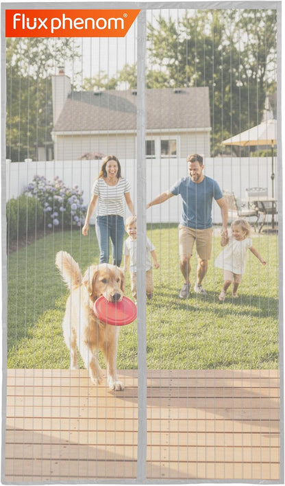 Flux Phenom Magnetic Screen Door - Bugs Out, Breeze in - 9min Install Auto-Sealing Heavy Duty Double Stitched Mesh, 52 Magnets, Hands Free Sliding & Patio Doors Net, Pet & Kid Friendly, 38 x 82 Inch