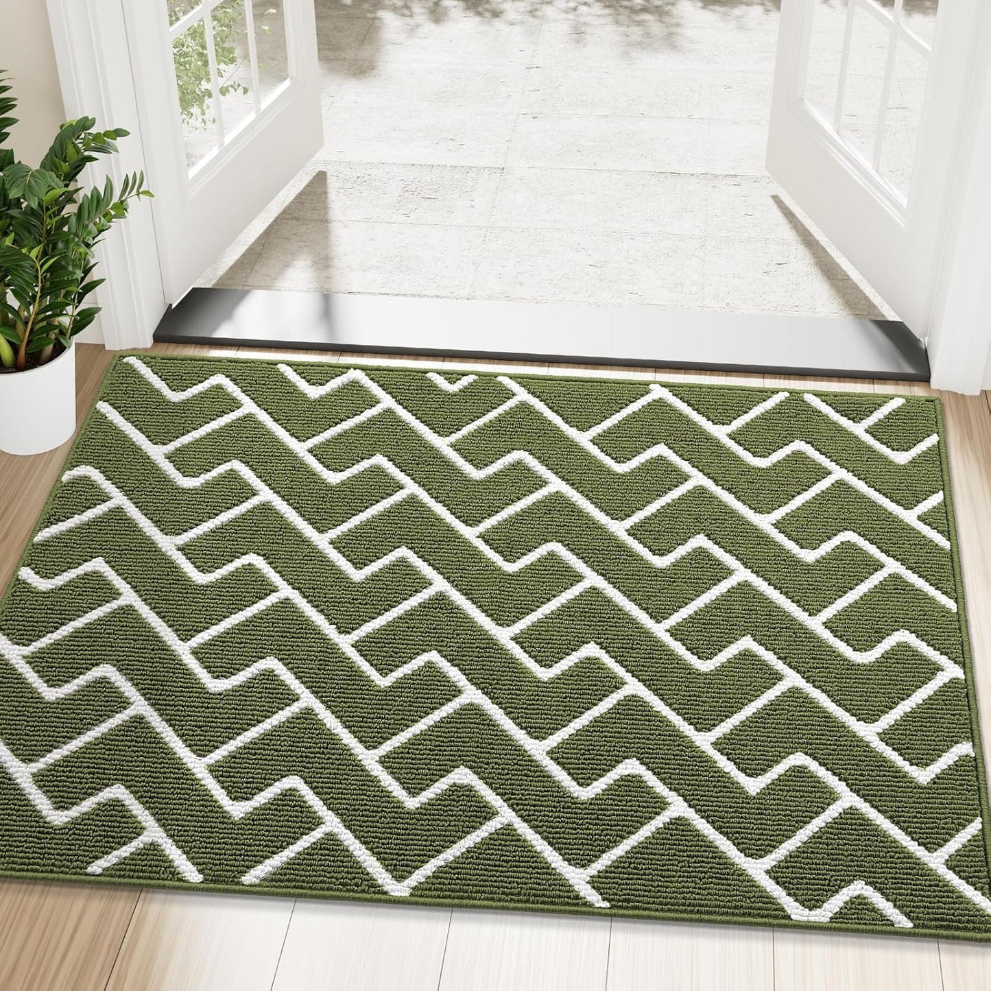 OLANLY Front Door Mat, Non-Slip Rubber Backing, Dirt Resistant and Absorbent, Washable, Easy to Clean Low-Profile Indoor Doormat for Back Door, Entryway, Inside Entrance, 32x20, Grey