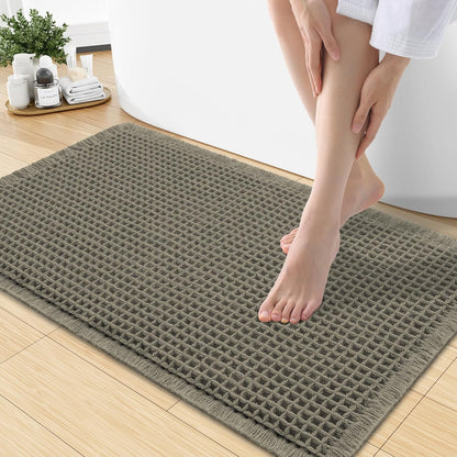 Smiry Waffle Bath Mat 30x20, Extra Soft Absorbent Bathroom Rugs, Non Slip Machine Washable Quick Dry Bath Rugs for Bathroom Floor, Tub, Shower, Home Decor Accessories, Brown