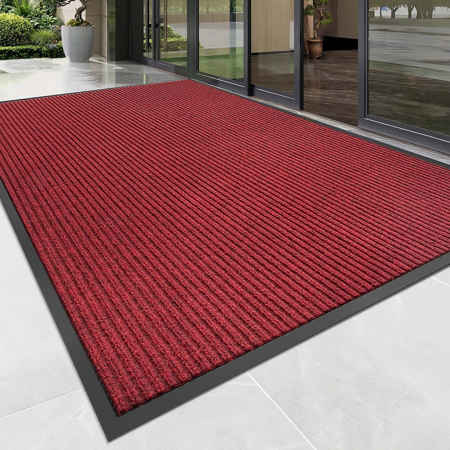 100pointONE Durable Front Door Mat, Heavy Duty Indoor Outdoor Doormat, 48” x 36” Low Profile Outdoor Mats for Home Entrance, Stain and Fade Resistant Shoe Scraper Mat, Ideal for High Traffic Area