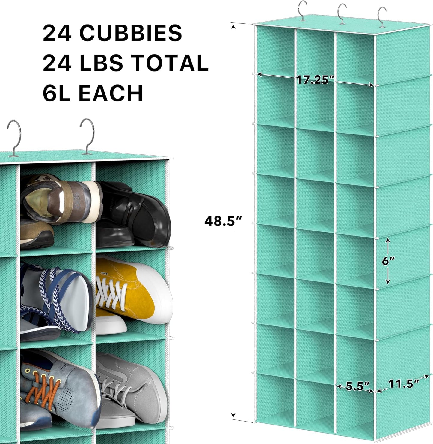 Simple Houseware 24 Section Shelves Hanging Shoes Organizer Holder for Closet, Gray