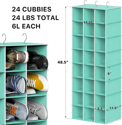 Simple Houseware 24 Section Shelves Hanging Shoes Organizer Holder for Closet, Gray