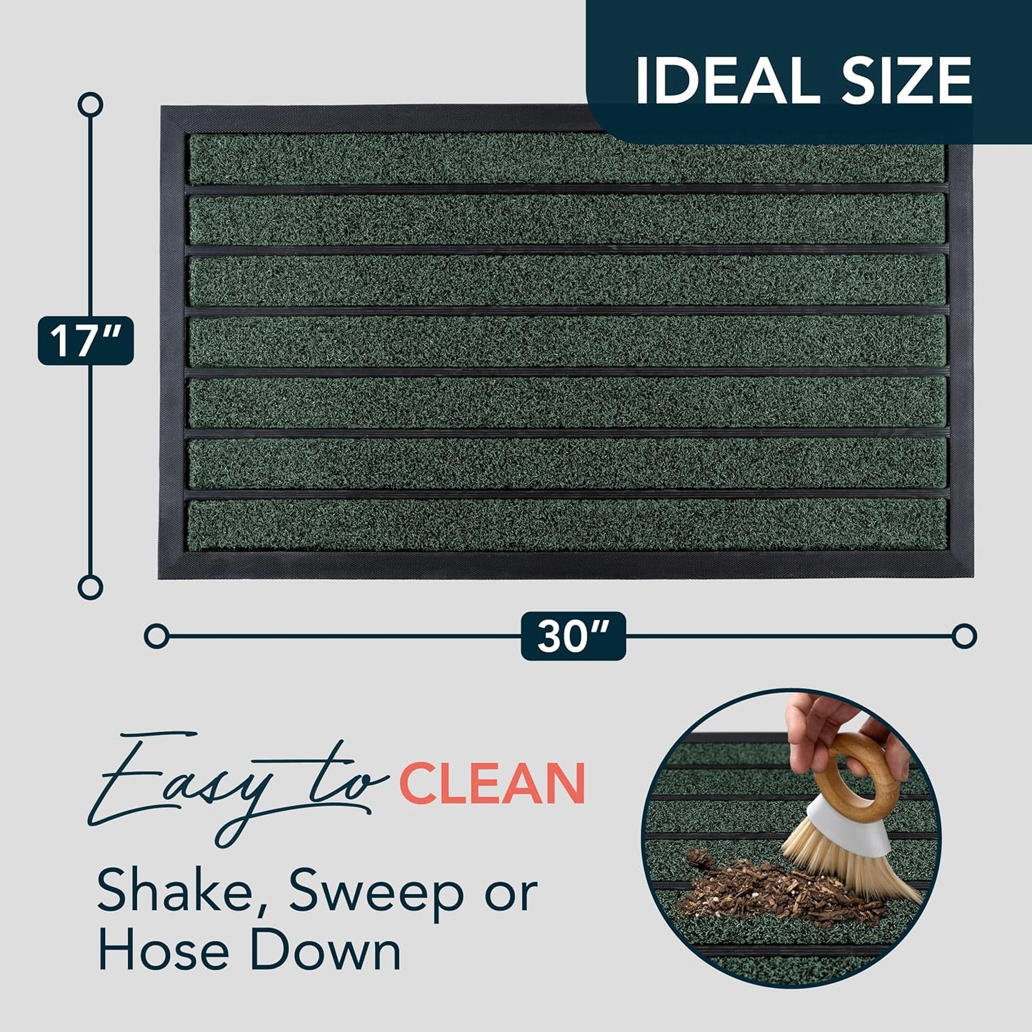 ubdyo Extra Durable Door Mat - Dirt Trapping Outdoor Welcome Mats - Non-Slip Outdoor Indoor Entrance - Low Profile Front Doormat (30" x 17", Bright Brown)