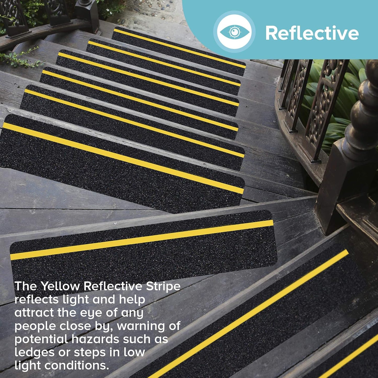LifeGrip Anti Slip Traction Treads 10 Pack, 6"x32" with Glow in Dark Stripe, Best Grip Tape Grit Non Slip, Outdoor Non Skid Tape, High Traction Friction Abrasive Adhesive for Stairs Step