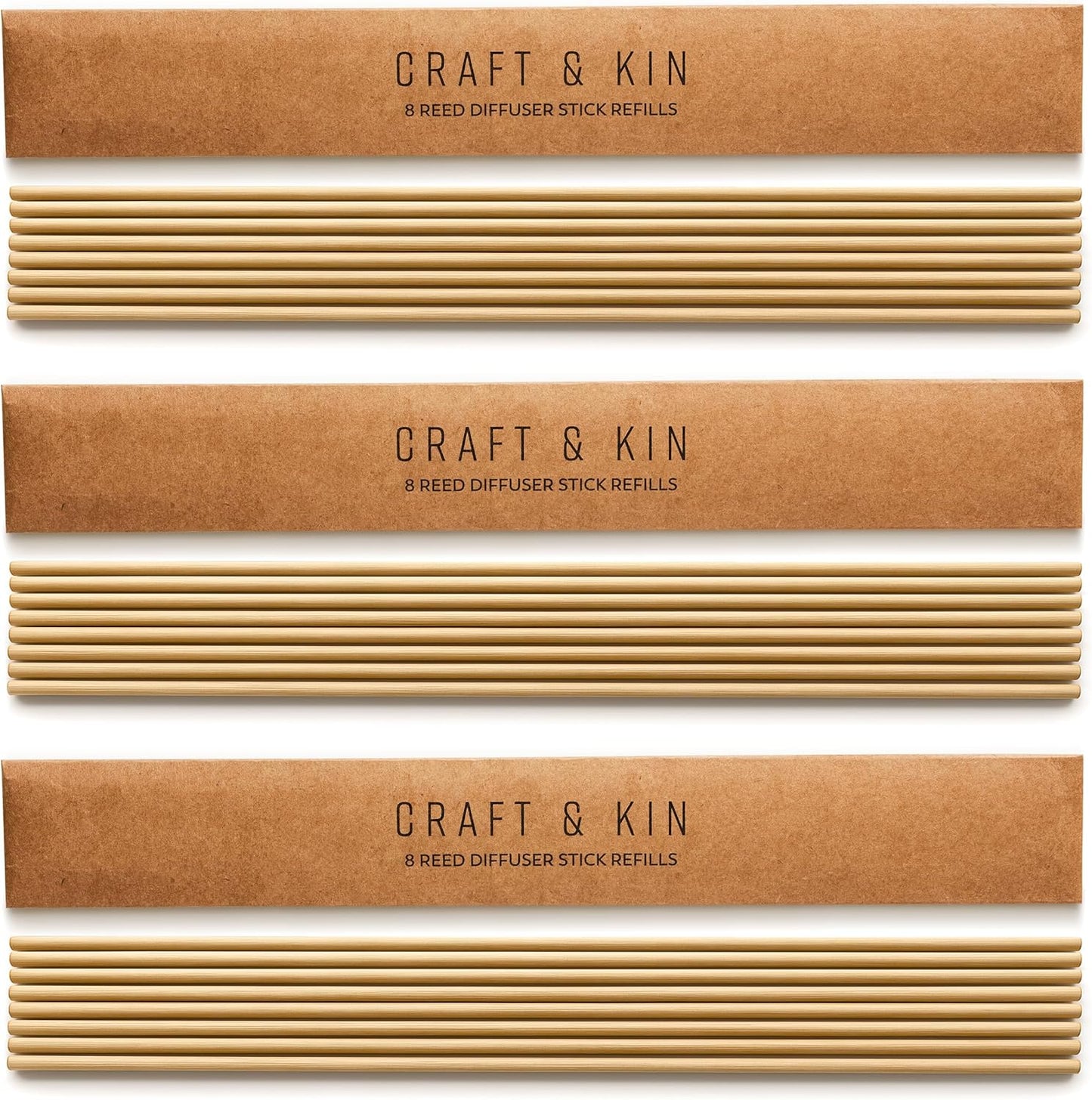 Craft & Kin Lily & Jasmine Diffuser Reed Diffuser | All Natural Essential Oil & 8 Rattan Scent Sticks | Reed Diffusers for Home, Bathroom | Long Lasting Home Fragrance in Amber Glass, 5.75oz