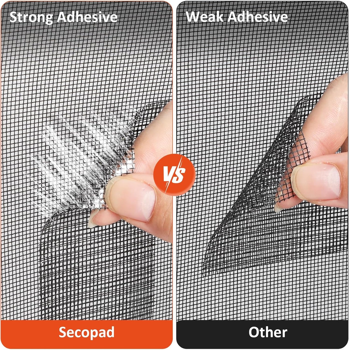 Secopad 14 Sheets 3 Size Window Screen Patches and 2 in X 15 FT Window Screen Repair Tape, Black