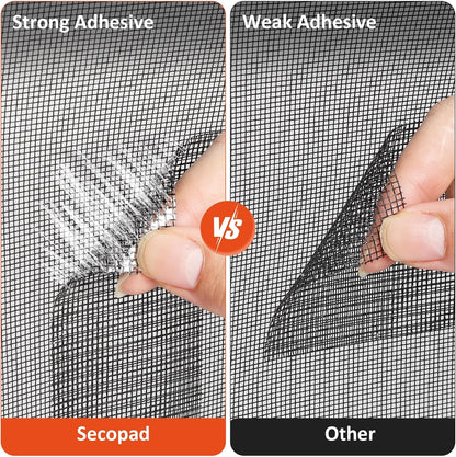 Secopad 14 Sheets 3 Size Window Screen Patches and 2 in X 15 FT Window Screen Repair Tape, Black