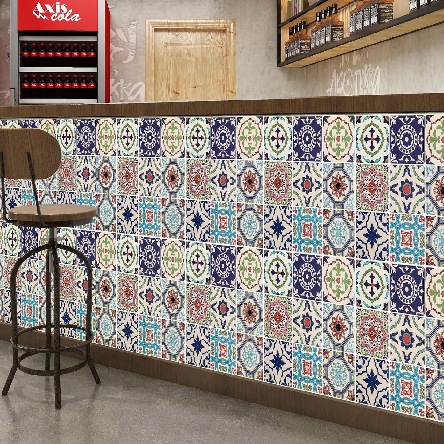 LONGKING Peel and Stick Backsplash Tile Stickers, Colorful Talavera Mexican Tile, Stick on Wall Tiles (10 Sheets)