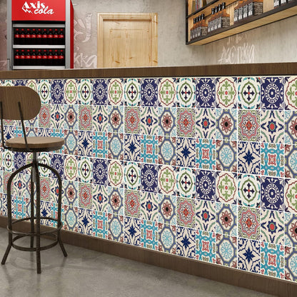 LONGKING Peel and Stick Backsplash Tile Stickers, Colorful Talavera Mexican Tile, Stick on Wall Tiles (10 Sheets)