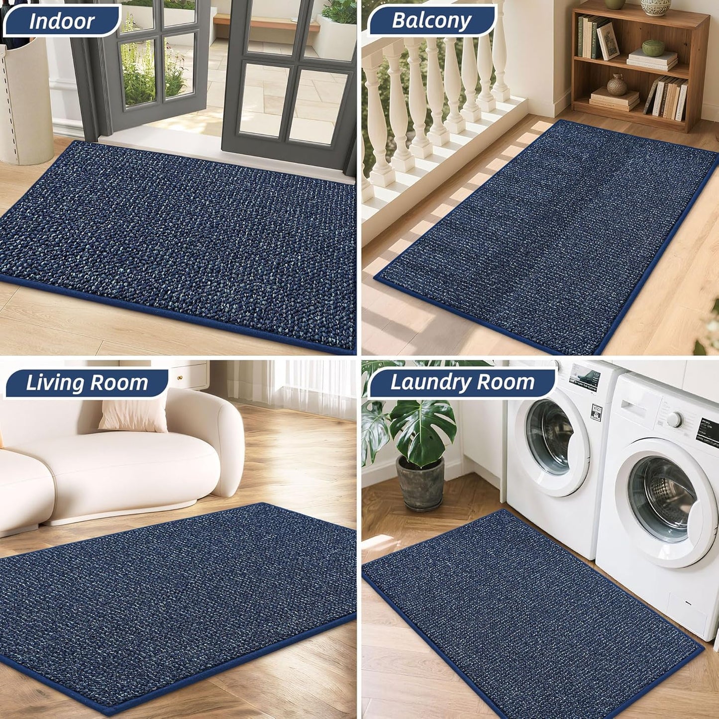 BEQHAUSE Dirt Trapper Door Mat 20" x 32", Non-Slip Washable Doormats Entrance Mat, Dirt Resistant and Absorbent Welcome Mat, Low Profile Floor Mats for Front Back Door and Entryway, Beige