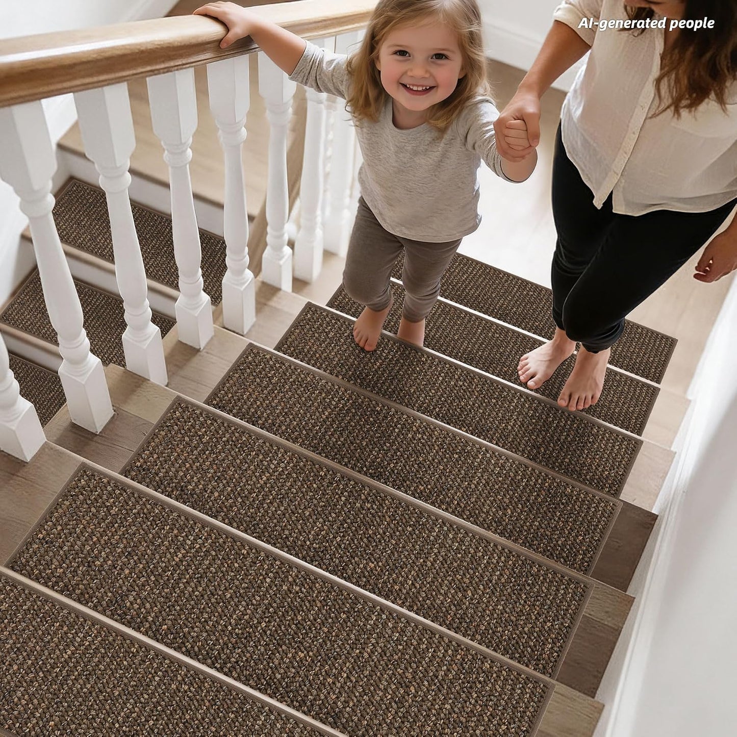 BEQHAUSE Stair Treads for Wooden Steps 28inX9in, Carpet Stair Treads Non Slip Indoor, Machine Washable Stair Runners for Kids Elders and Pets, Carpet for Stair Rugs Mat, TPE Backing, 4pcs, Taupe