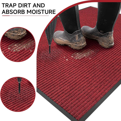 100pointONE Durable Front Door Mat, Heavy Duty Indoor Outdoor Doormat, 48” x 36” Low Profile Outdoor Mats for Home Entrance, Stain and Fade Resistant Shoe Scraper Mat, Ideal for High Traffic Area