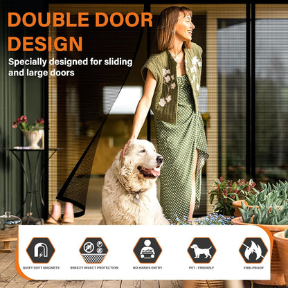 Mesh Screen with Magnetic Closure-Keeps Bugs Out Let Breeze in, Heavy Duty - Pet and Kid Friendly, Works with Front, Sliding Doors (38 x 82 Inch)