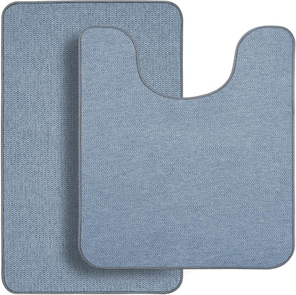 Bath Mat,Ultra Thin Bathroom Rugs,Rubber Bath Mats for Bathroom,No Slip Bath Rugs,Quick Dry,Machine Washable,Low Pile,Absorbent,Shower Outside,Sink,Home Decor Accessories.Grey,1'5"x2'3"(17x27Inch)