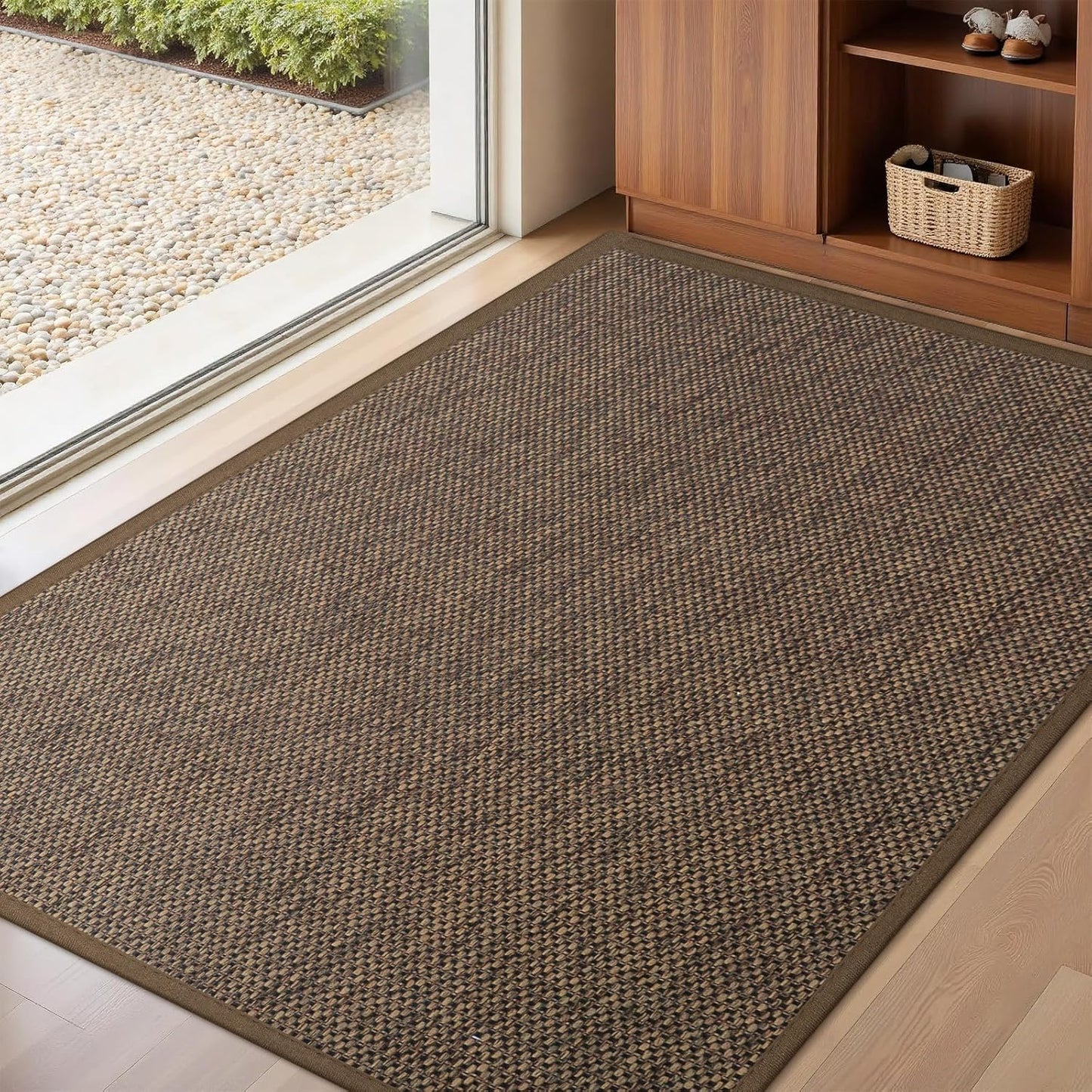 LEKEEPGO Door Mat 17"x29", Non Slip Door Mat Indoor Entrance, Rubber Backing Indoor Door mats Washable Absorbent Low-Profile Doormat Front Entryway Entry Resist Dirt Inside Door Mats, Khaki