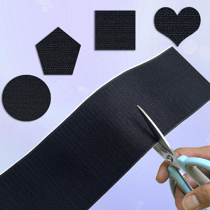 2 Inch x33 Feet Adhesive Hook and Loop Tape,Nylon Heavy Duty Tape Fasteners,Black Double Sided Self Adhesive Interlocking Tape Can Be Used to Fix Screen Window Sofa Cushions Carpet Wall Hanging