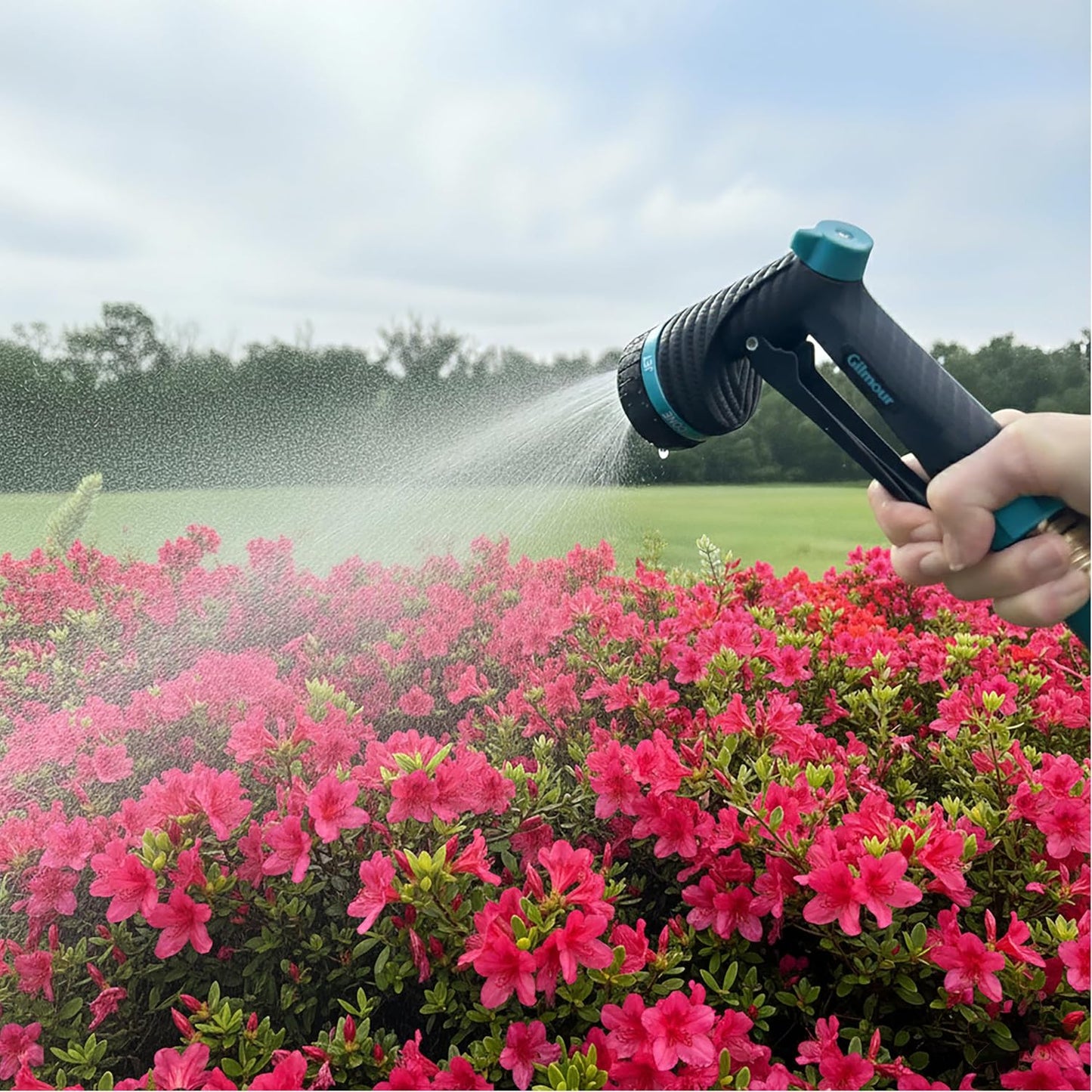 Gilmour Heavy Duty Garden Hose Nozzle, Swivel Connect, 5 Spray Patterns, Ergonomic Grip, Flow Control, Trigger Lock, Thumb Control