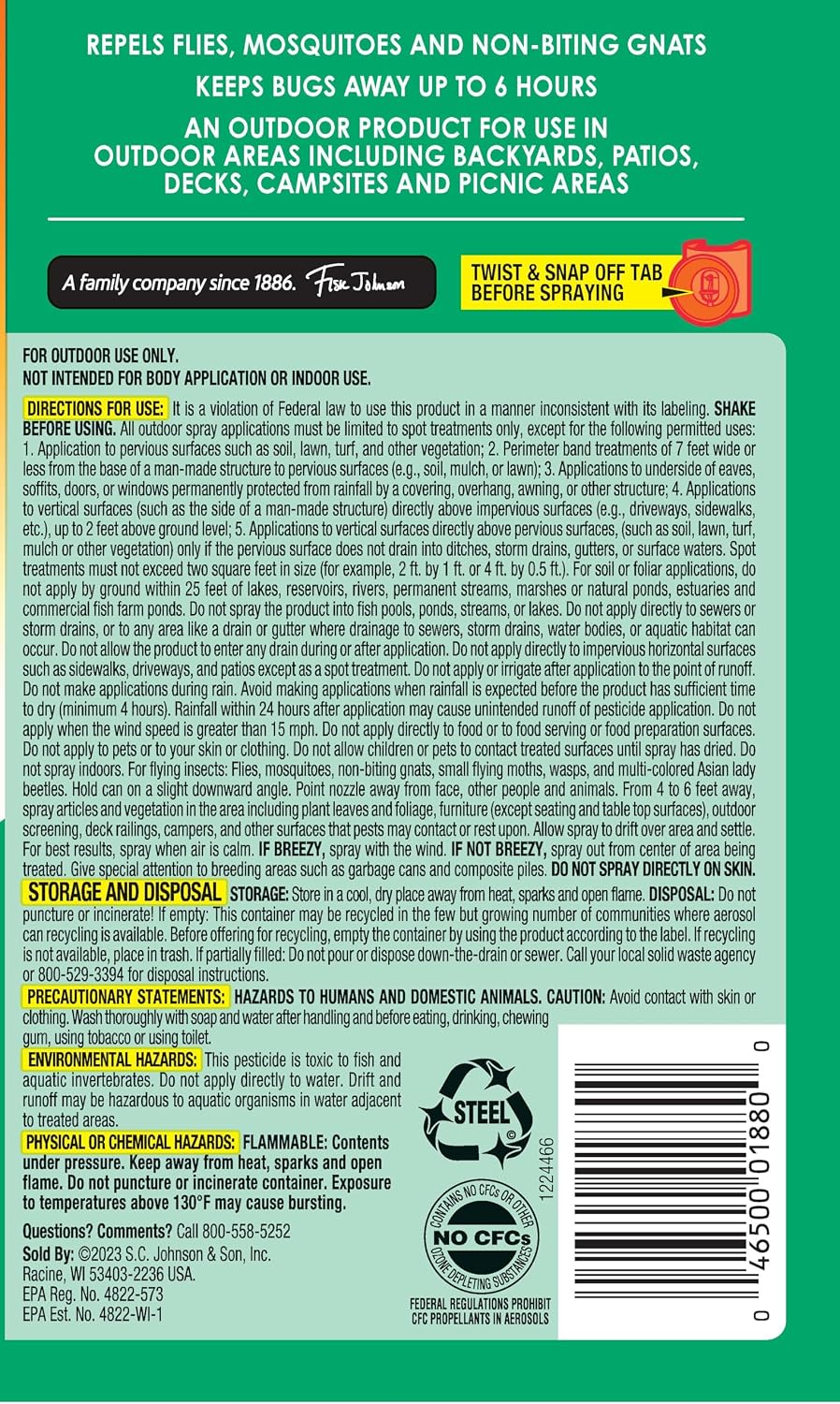 OFF! Outdoor Insect & Mosquito Repellent Fogger, Backyard Pretreat, Kills & Repels Insects in an up to 900 sq, ft, Area, 16 oz (Pack of 2)