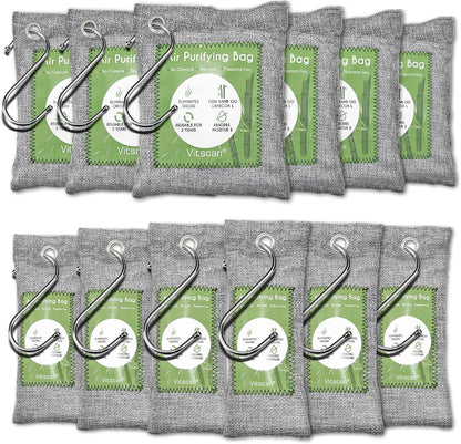 6 Pack Bamboo Charcoal Air Purifying Bag, Activated Charcoal Bags Odor Absorber, Moisture Absorber, Natural Car Air Freshener, Shoe Deodorizer, Odor Eliminators For Home, Pet, Closet