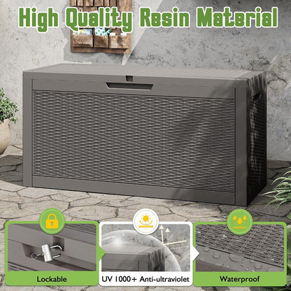35 Gallon Outdoor Storage Box, Waterproof Resin Deck Box with Lockable Lid – Storage Cabinet for Patio Furniture, Pool Supplies, Garden Tools – Indoor & Outdoor Use