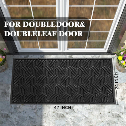 Yimobra Front Door Mat, All-Season Waterproof Outdoor Mat for Entrance with Drainage Holes, Heavy Duty Non-Slip Doormat for Garage Patio Entryway Indoor, 29.5x17, Red