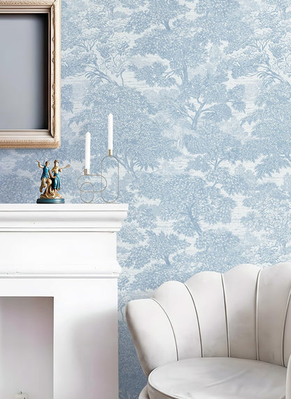 Safiyya Peel and Stick Wallpaper Beige Forest Contact Paper 17.3" x 118" Vintage Tree Wall Paper Renter Friendly Self Adhesive Removable Wallpaper for Bathroom Vinyl Off-White