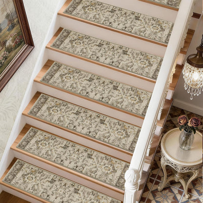COSY HOMEER Stair Treads for Wooden Steps Non Slip Washable 8" X 30" 4pcs | Self Adhesive,Peel and Stick,Soft Carpet Stair Treads for Kids,Elder,Pet,Residue Free,Reusable Stair Runner,Multi-Surface Use