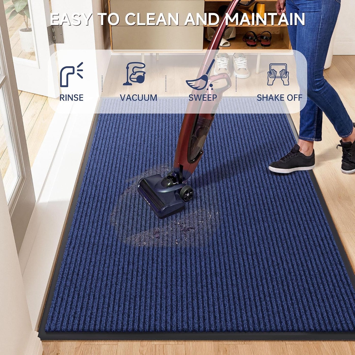 100pointONE Durable Front Door Mat, Heavy Duty Indoor Outdoor Doormat, 48” x 36” Low Profile Outdoor Mats for Home Entrance, Stain and Fade Resistant Shoe Scraper Mat, Ideal for High Traffic Area