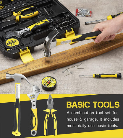 DOWELL 10 Piece Small Tool Kit,Mini Portable Tool Set,Home Repair Hand Tool Kit with Plastic Tool box Storage Case